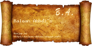 Balean Abbás névjegykártya